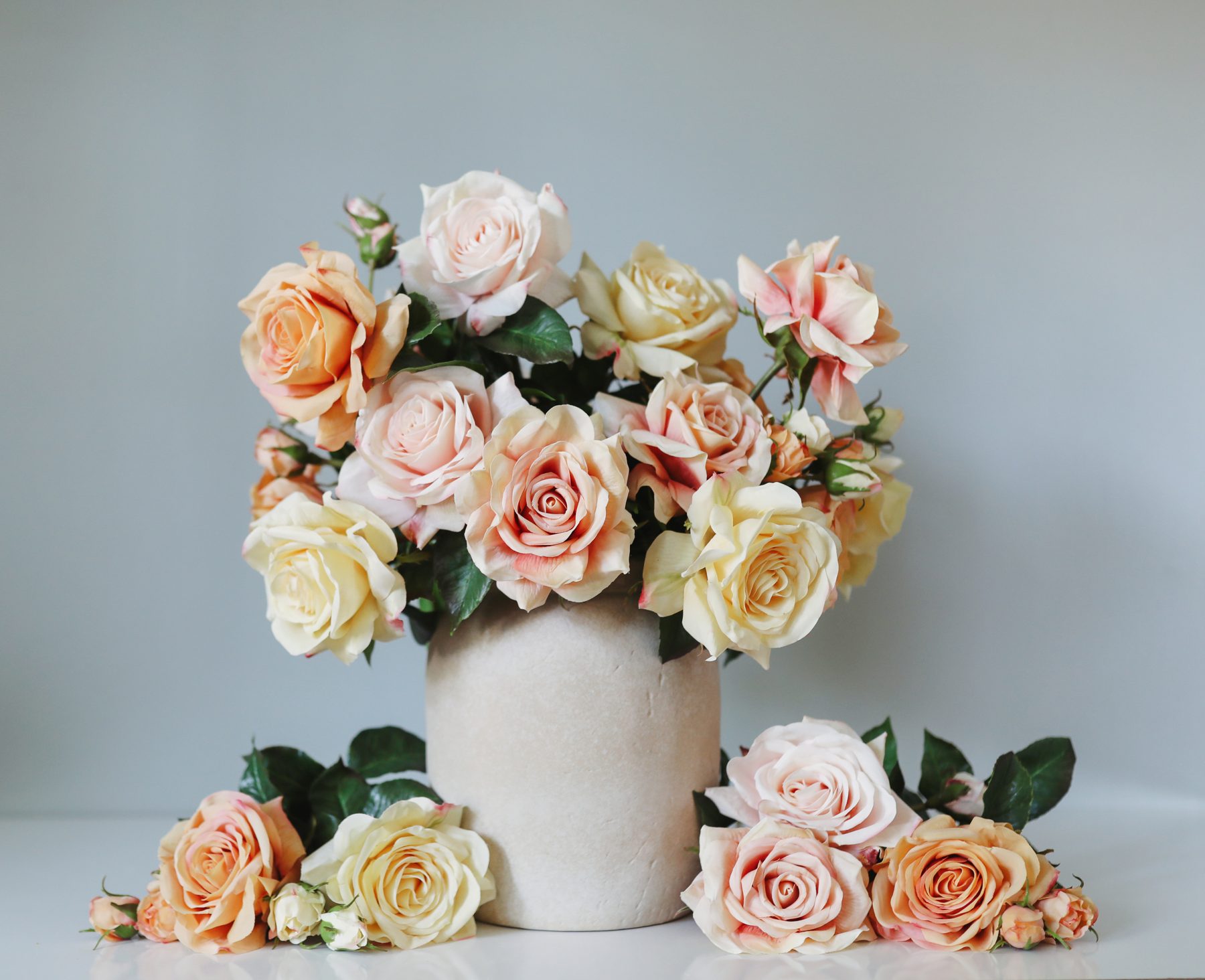 A Prestige real-touch rose arrangement styled at home